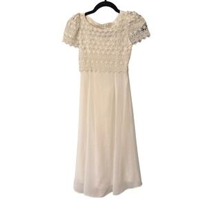 Vintage Joy Dress Girls Size 8 White‎ Lace Acetate/Polyester Short Sleeve Formal